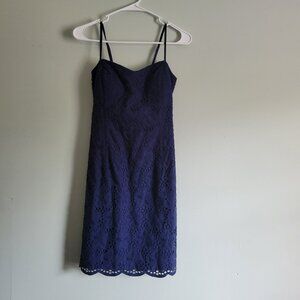 Lily Pulitzer Dress Women's 6 McCallum Blue Floral Eyelet Sleeveless Zip & Tie
